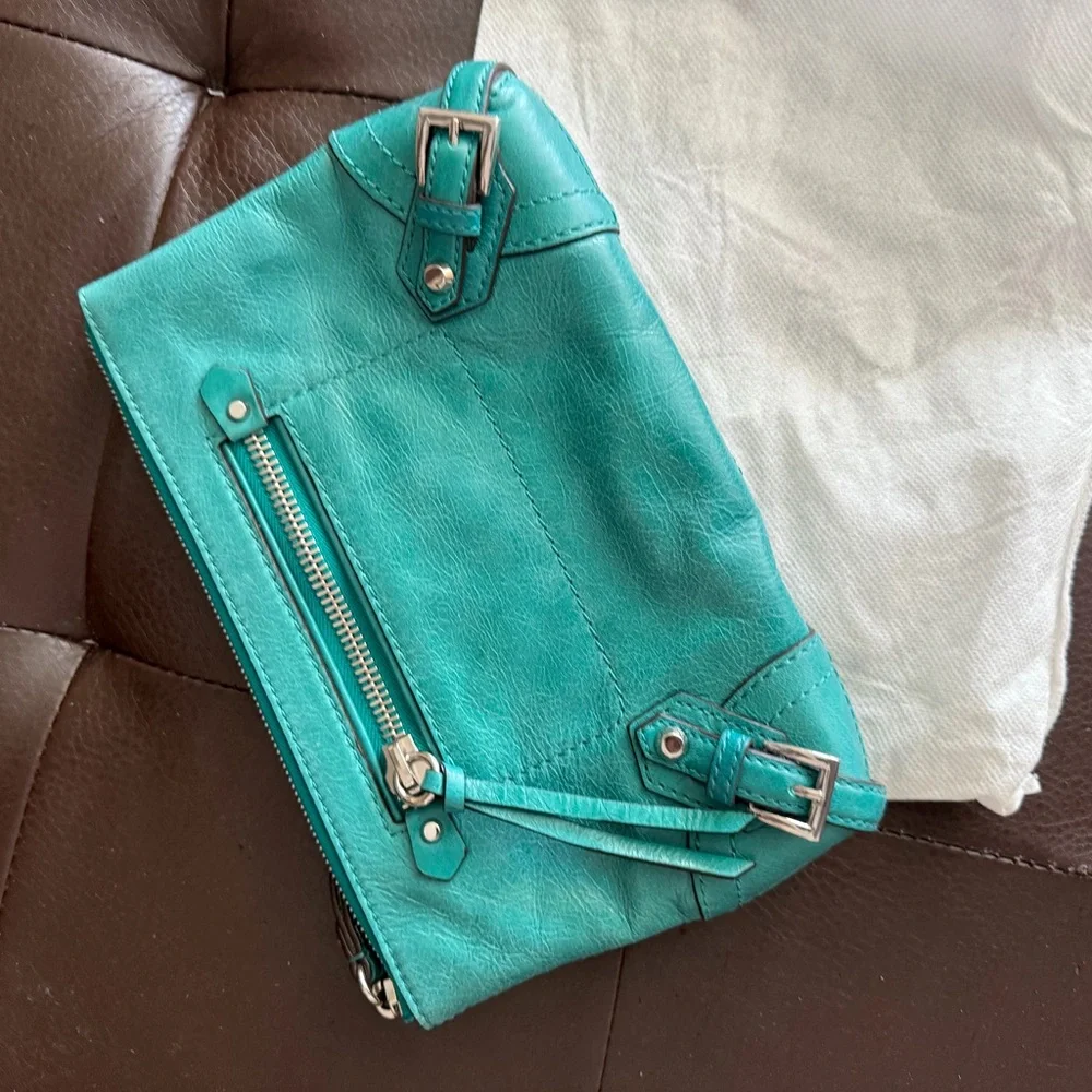 Michael Kors Turquoise Leather Clutch - Picture 1 of 2